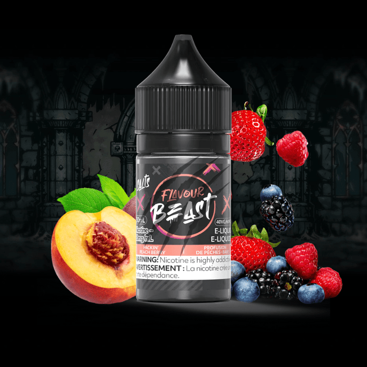 Packin' Peach Berry Salts by Flavour Beast E-Liquid 30ml / 20mg Vapexcape Vape and Bong Shop Regina Saskatchewan