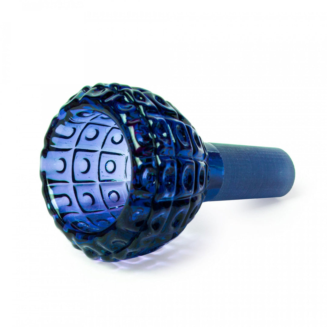 Red Eye Glass 14mm Dot Matrix Carved Bowl Pull-Out 14mm / Blue Vapexcape Vape and Bong Shop Regina Saskatchewan