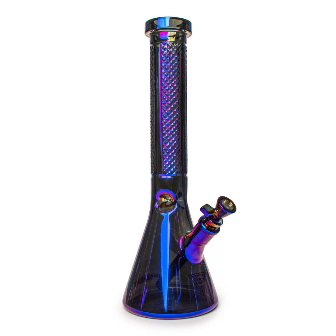 RedEyeTek 15" 7mm Terminator Finish Beaker w/ Facetted Quarter Detailing Blue Vapexcape Vape and Bong Shop Regina Saskatchewan