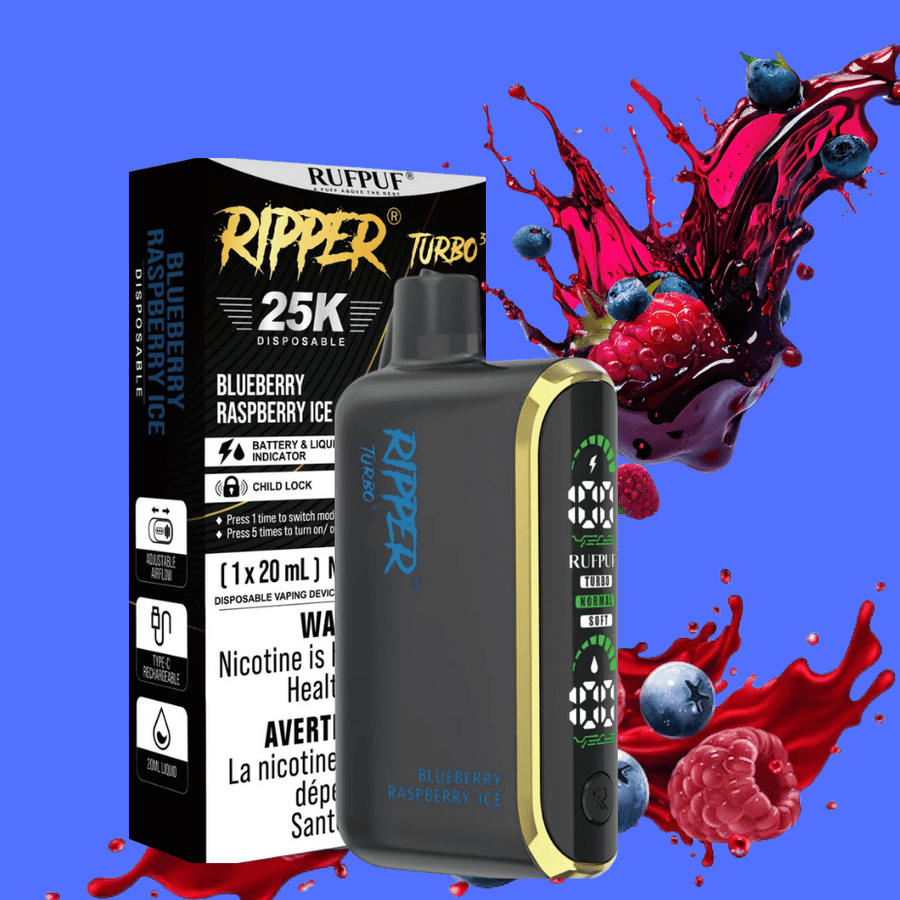 Rufpuf Ripper T3 Disposable Vape-Blueberry Raspberry Ice 25000 Puffs / 20mg Vapexcape Vape and Bong Shop Regina Saskatchewan