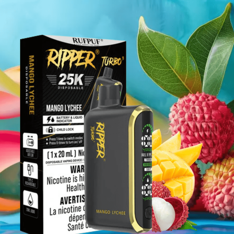 Rufpuf Ripper T3 Disposable Vape-Mango Lychee 25000 Puffs / 20mg Vapexcape Vape and Bong Shop Regina Saskatchewan