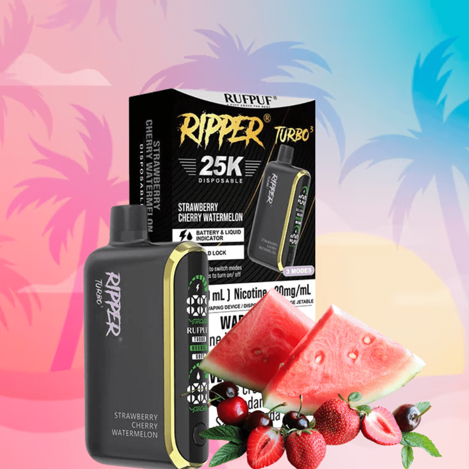 Rufpuf Ripper T3 Disposable Vape-Strawberry Cherry Watermelon 25000 Puffs / 20mg Vapexcape Vape and Bong Shop Regina Saskatchewan