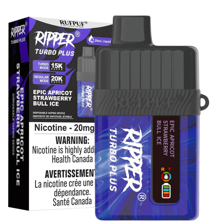 RufPuf Ripper Turbo Plus 20K Disposable Vape - Epic Apricot Strawberry Bull Ice 20000 Puffs / 20mg Vapexcape Vape and Bong Shop Regina Saskatchewan