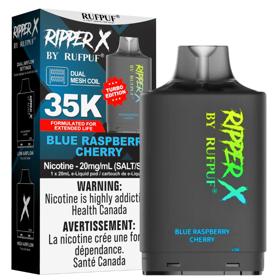 RufPuf Ripper X 35K - Blue Raspberry Cherry 35000 Puffs / 20mg Vapexcape Vape and Bong Shop Regina Saskatchewan