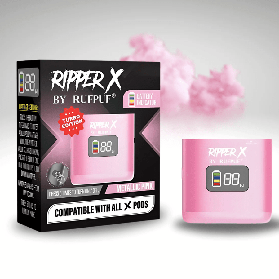 Rufpuf Ripper X Turbo Batteries Metallic Pink Vapexcape Vape and Bong Shop Regina Saskatchewan