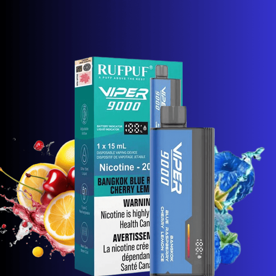 Rufpuf Viper 9000 Disposable Vape-Bangkok Blue Razz Cherry Lemon Vapexcape Vape and Bong Shop Regina Saskatchewan