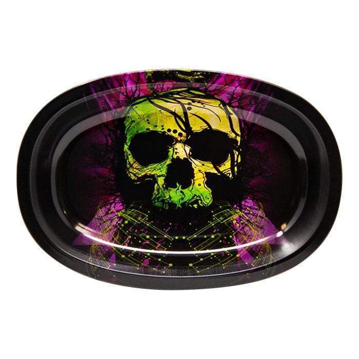 Small Oval Rolling Tray- Assorted Designs Skull Vapexcape Vape and Bong Shop Regina Saskatchewan