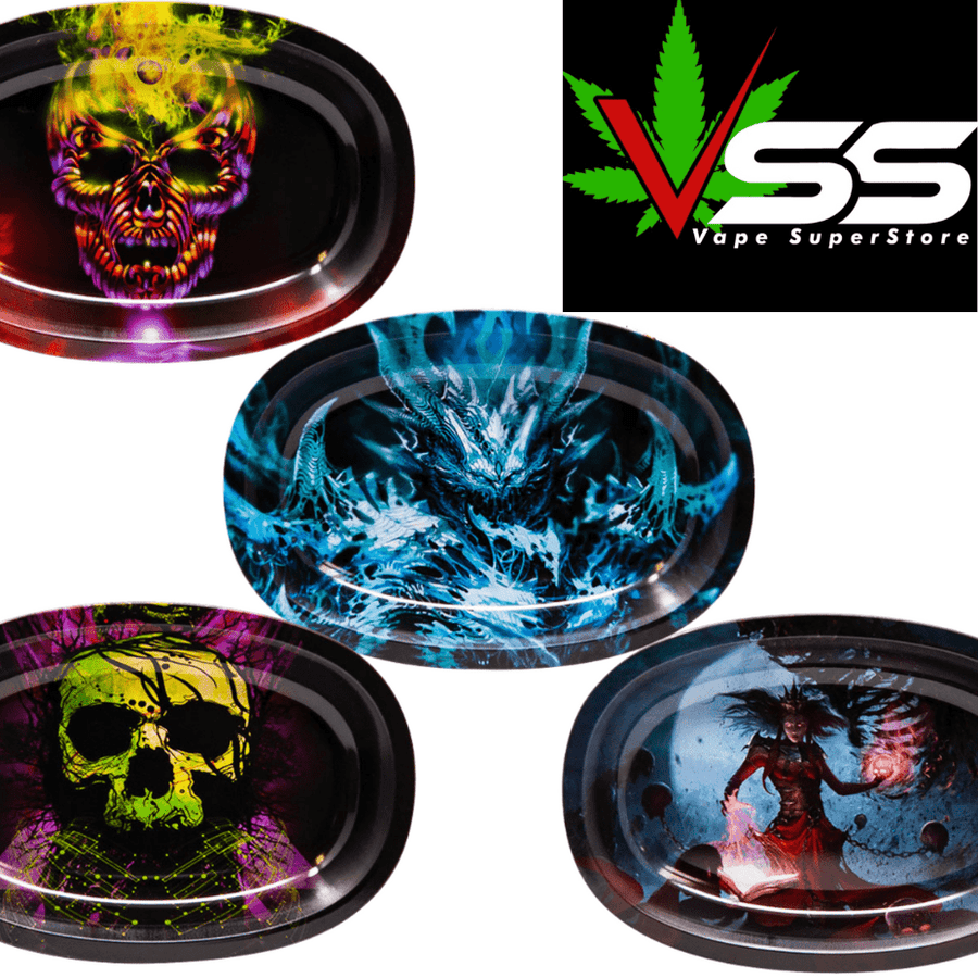 Small Oval Rolling Tray- Assorted Designs Vapexcape Vape and Bong Shop Regina Saskatchewan