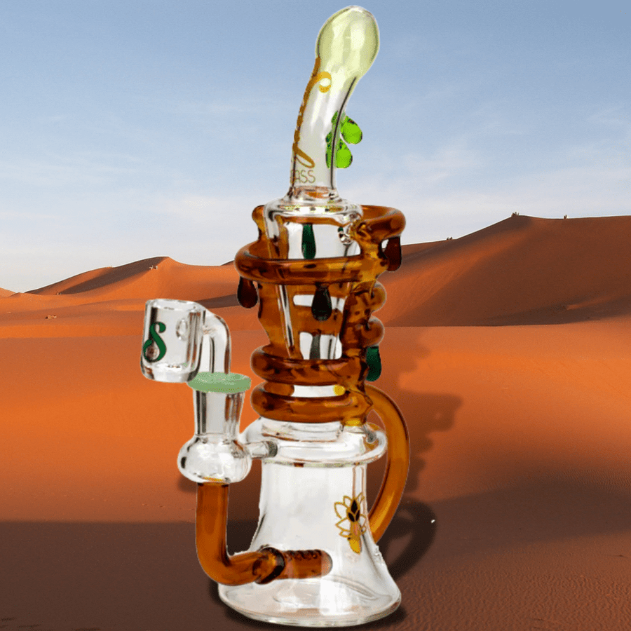 Soul Glass 2-in-1 Inline Recycler 9.5" Amber Vapexcape Vape and Bong Shop Regina Saskatchewan