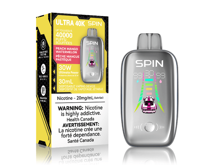 Spin Ultra 40k Disposable Vape - Peach Mango Watermelon 40000 puffs / 20mg Vapexcape Vape and Bong Shop Regina Saskatchewan