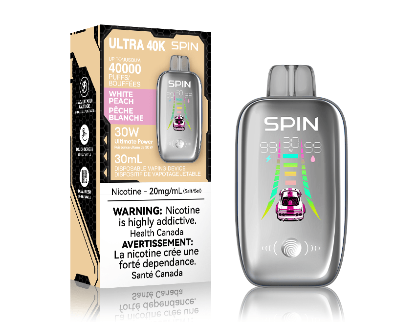 Spin Ultra 40k Disposable Vape - White Peach 40000 puffs / 20mg Vapexcape Vape and Bong Shop Regina Saskatchewan