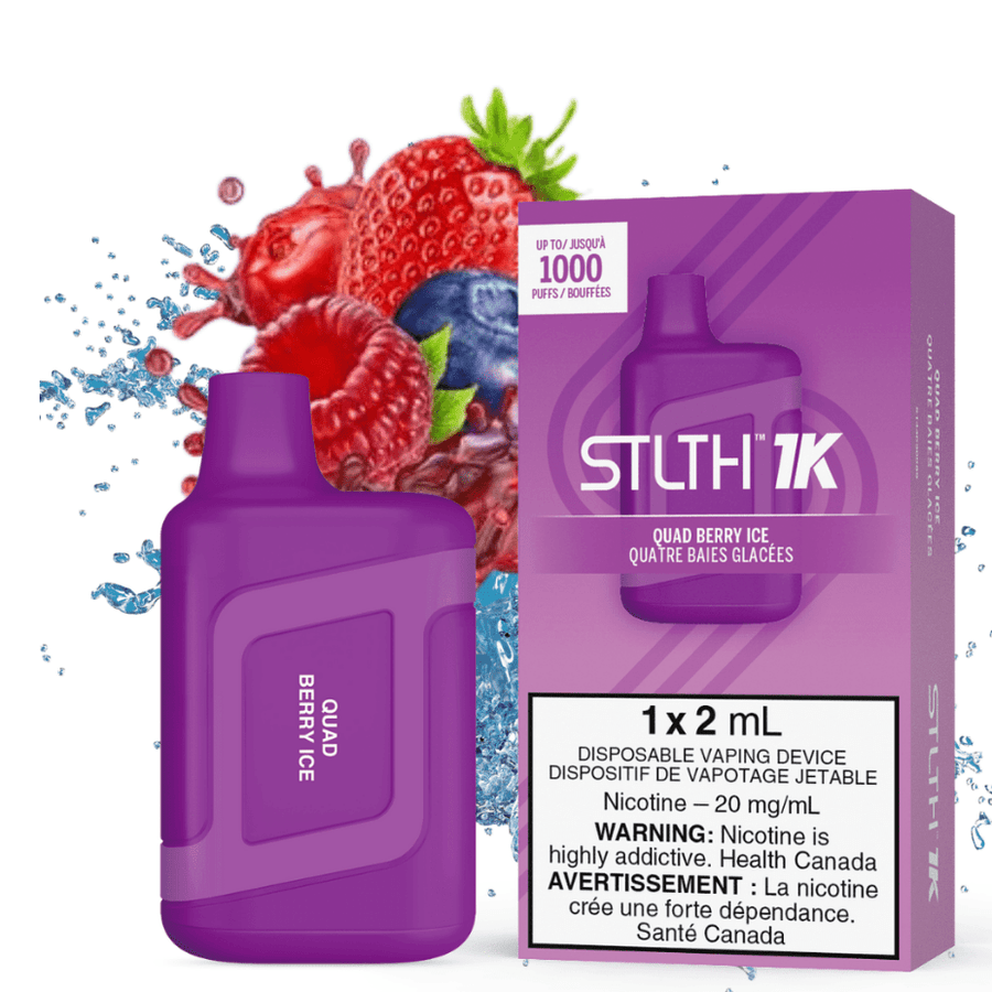 STLTH 1K Disposable Vape-Quad Berry Ice 20mg Vapexcape Vape and Bong Shop Regina Saskatchewan