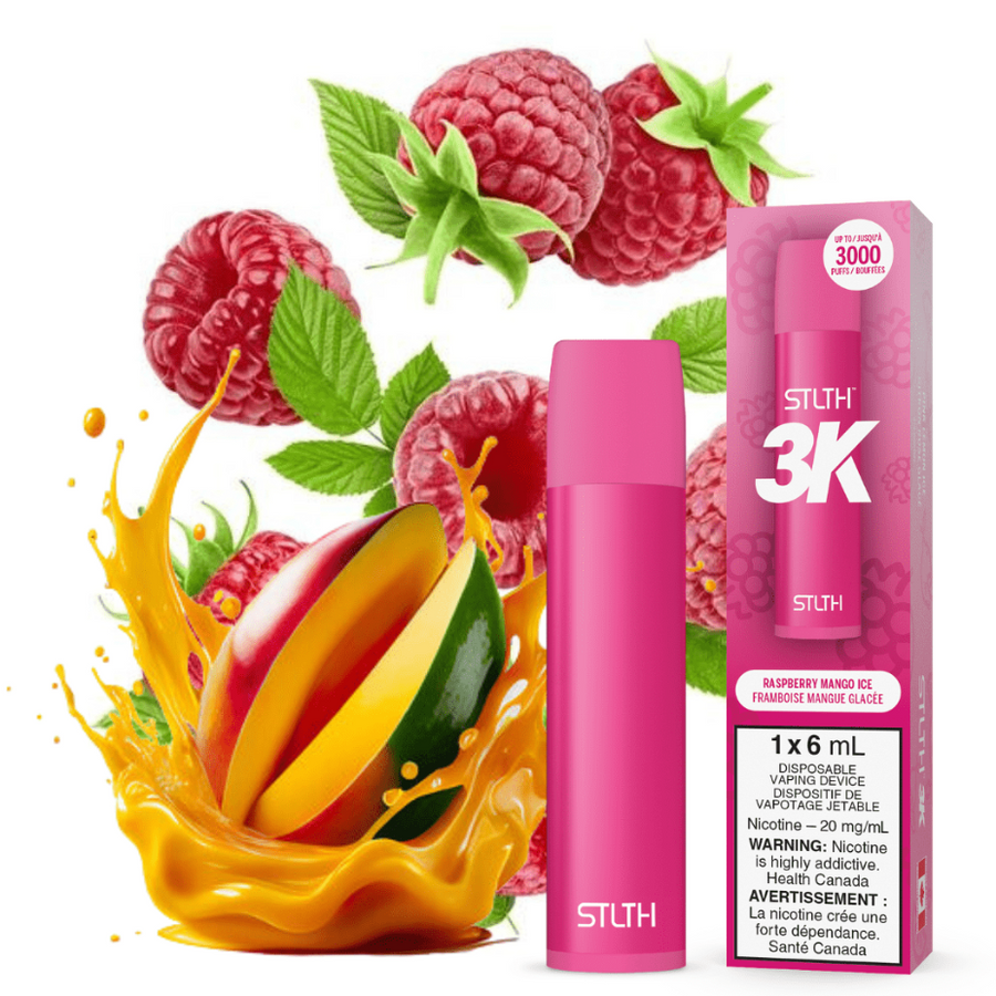 STLTH 3K Disposable Vape-Raspberry Mango Ice 20mg Vapexcape Vape and Bong Shop Regina Saskatchewan