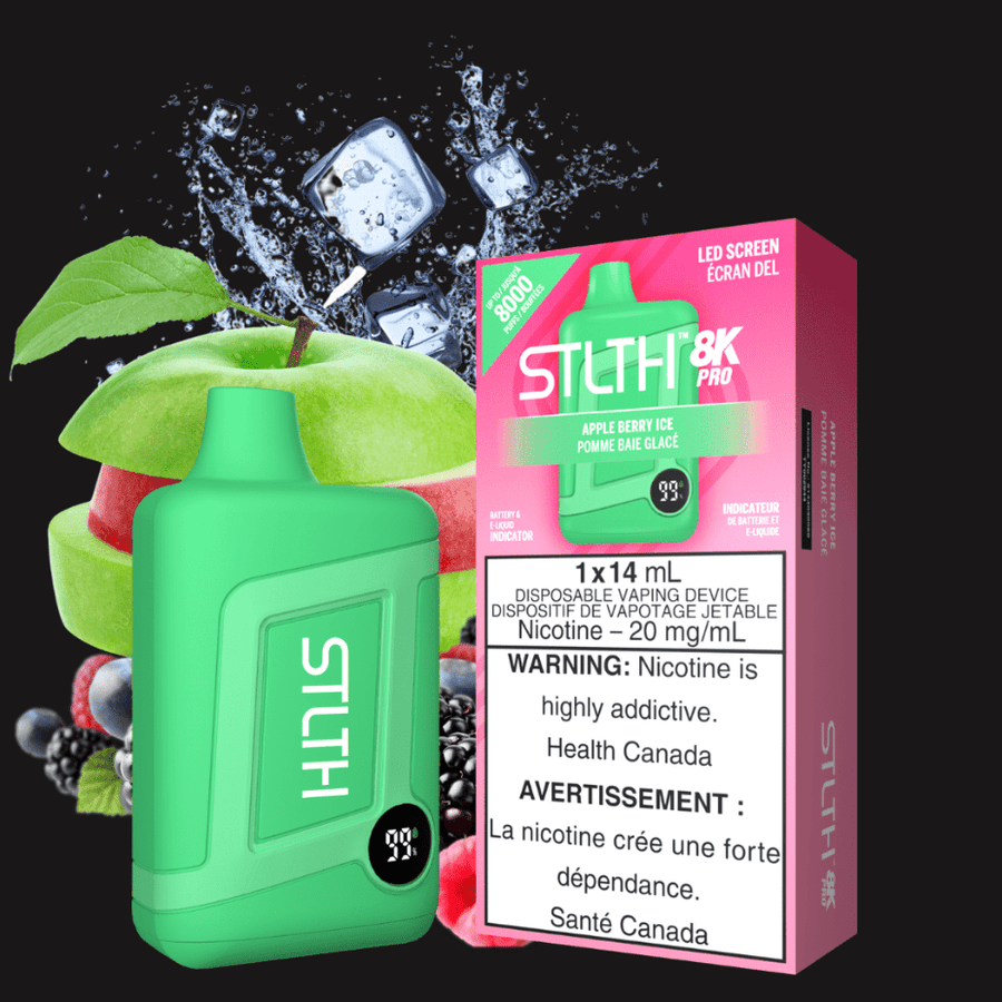 STLTH 8K PRO Disposable Vape-Apple Berry Ice 20mg Vapexcape Vape and Bong Shop Regina Saskatchewan