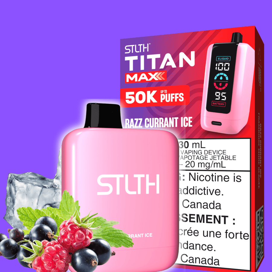 STLTH Titan Max 50k Disposable Vape-Razz Currant Ice 50000 Puffs Vapexcape Vape and Bong Shop Regina Saskatchewan