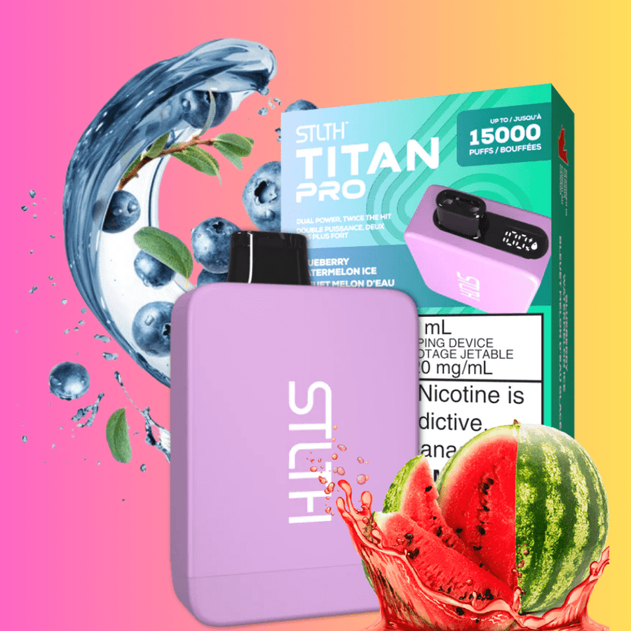 STLTH Titan Pro Disposable Vape-Blueberry Watermelon Ice 20mL / 20mg Vapexcape Vape and Bong Shop Regina Saskatchewan