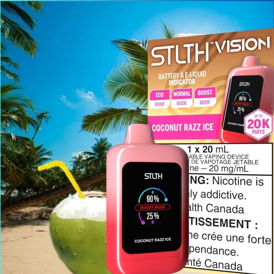 STLTH VISION Disposable Vape - Coconut Razz Ice Vapexcape Vape and Bong Shop Regina Saskatchewan