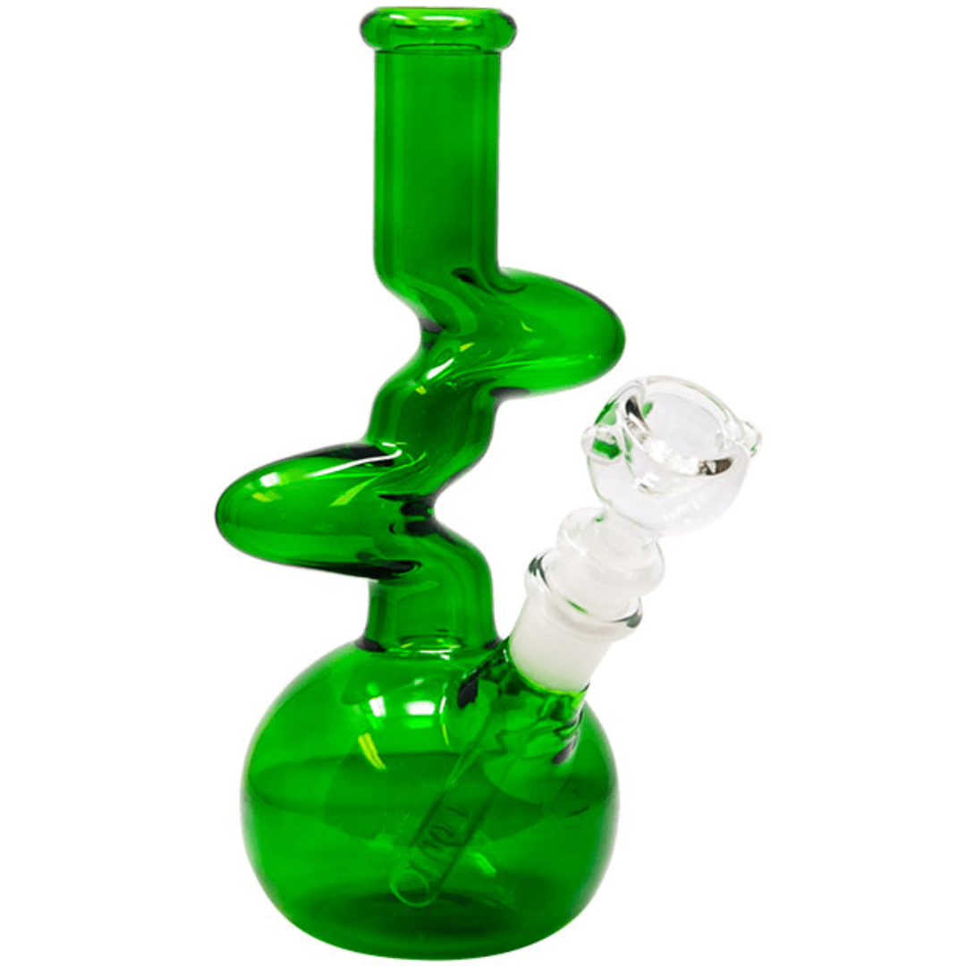 Twisted 8" Bubble Base Bong Green Vapexcape Vape and Bong Shop Regina Saskatchewan