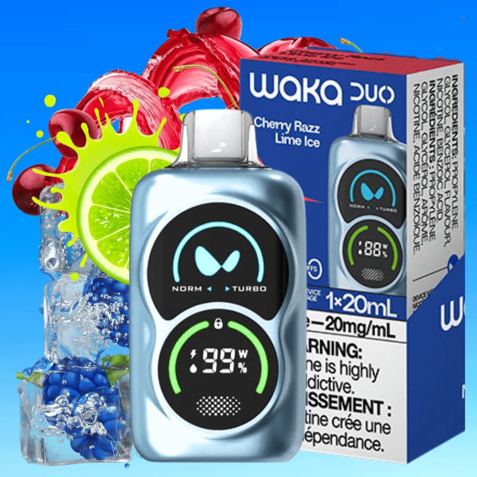 WAKA Duo 28000 Disposable Vape-Cherry Razz 28000 Puffs / 20mg Vapexcape Vape and Bong Shop Regina Saskatchewan