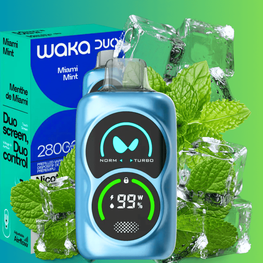 WAKA Duo 28000 Disposable Vape - Miami Mint 28000 Puffs / 20mg Vapexcape Vape and Bong Shop Regina Saskatchewan