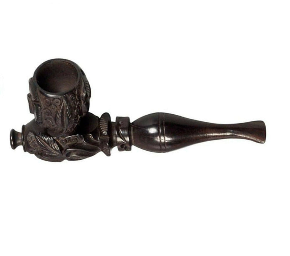 Woodstone Carved Ebony Wood Pipe-4" Vapexcape Vape and Bong Shop Regina Saskatchewan