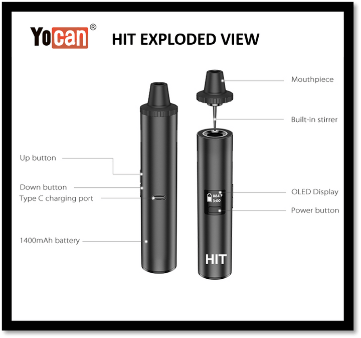 Yocan Hit Dry Herb Vaporizer Black Vapexcape Vape and Bong Shop Regina Saskatchewan